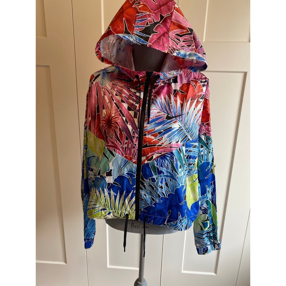 Nike Jacket Women Large Hoodie Sportswear Runner Cropped Travel Beach Tropic s38